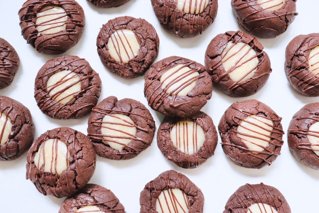Caramel Thumbprint Brownie Cookies